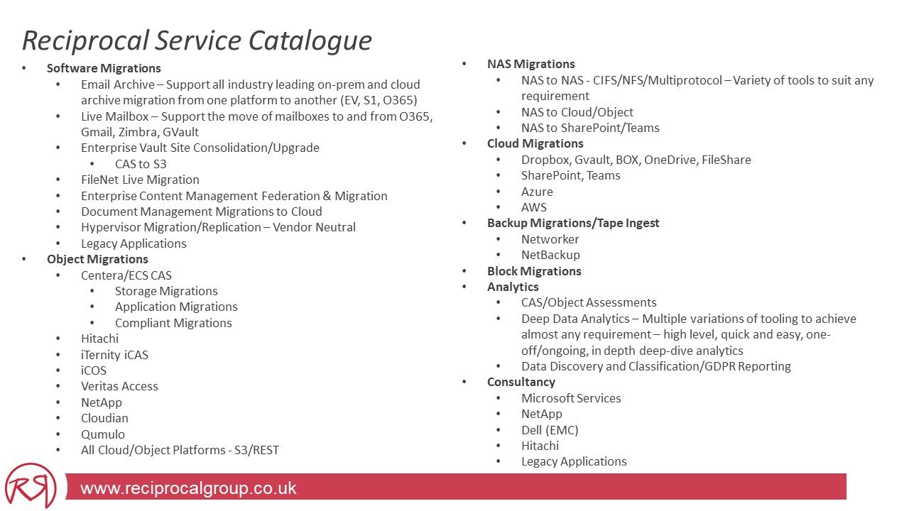 Reciprocal Service Catalogue Slide